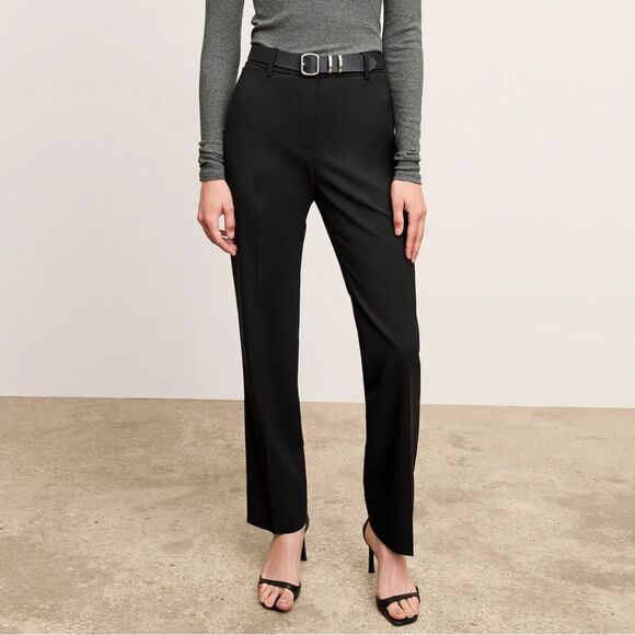 MM LaFleur The Smith Straight Trouser - Washable Wool Twill Black Sz 12 - Picture 1 of 10